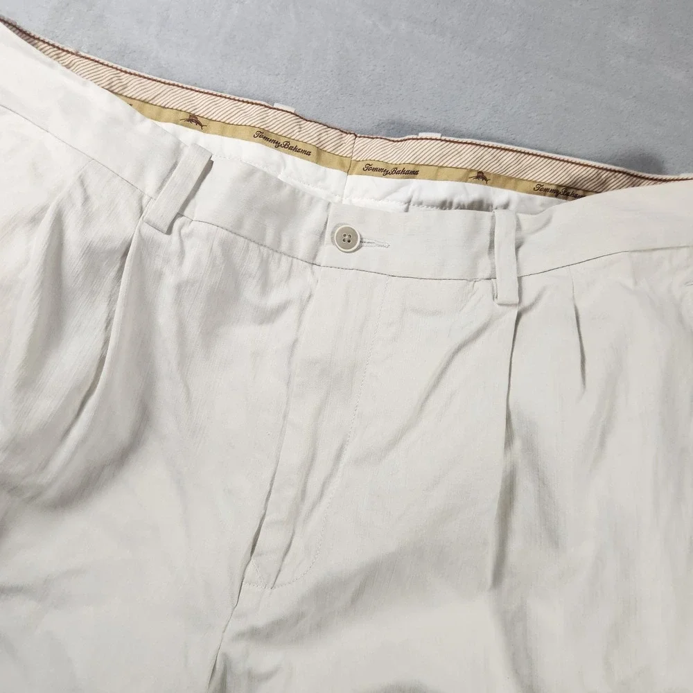 Tommy‎ Bahama Silk/Bamboo Pleated Front Chino Style Pants. Ivory, 35X32. EUC!!